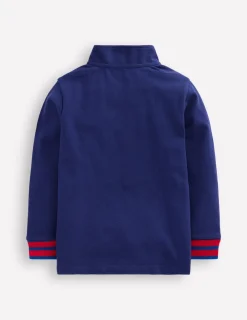 Tops, T-Shirts & Polos-Boden Pique Polo Half Zip-Starboard Blue StarboardBlue