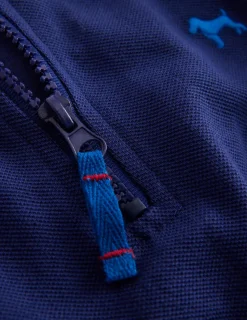 Tops, T-Shirts & Polos-Boden Pique Polo Half Zip-Starboard Blue StarboardBlue