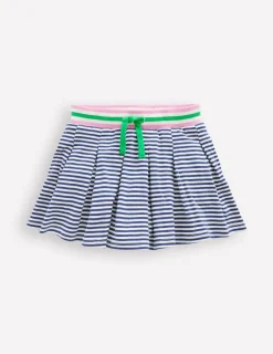 Skirts & Skorts-Boden Pleated Jersey Skort-Starboard Ivory Stripe StarboardIvoryStripe