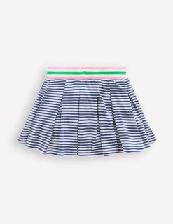 Skirts & Skorts-Boden Pleated Jersey Skort-Starboard Ivory Stripe StarboardIvoryStripe