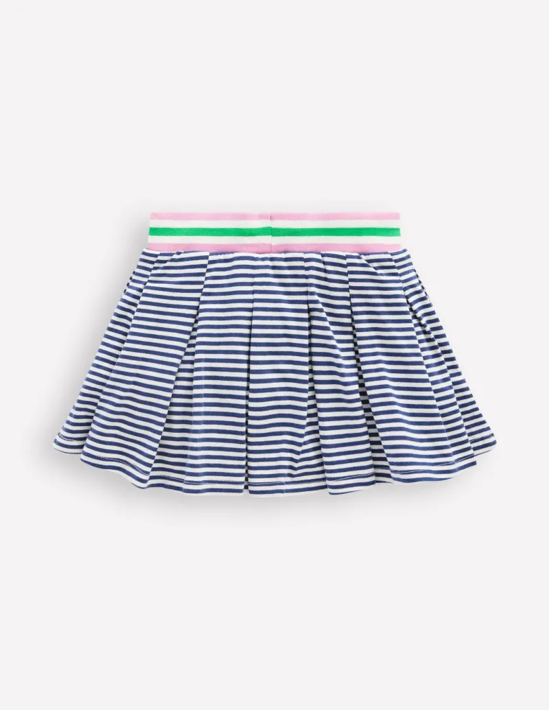 Skirts & Skorts-Boden Pleated Jersey Skort-Starboard Ivory Stripe StarboardIvoryStripe