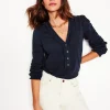 Shirts | T-Shirts & Tanks-Boden Poppy Ruffled Henley Top- Navy