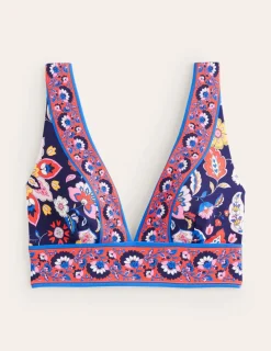 Swimwear-Boden Porto Bikini Top-Mandarin Red, Botanical Sprig MandarinRed,BotanicalSprig