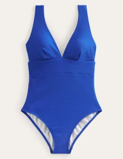 Swimwear-Boden Porto V-Neck Swimsuit-Cobalt Honeycomb CobaltHoneycomb