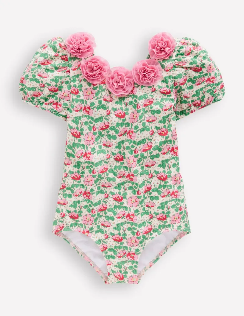 Swimwear & Beachwear-Boden Pretty Scoopback Swimsuit-Chalk Pink Wild Rose ChalkPinkWildRose