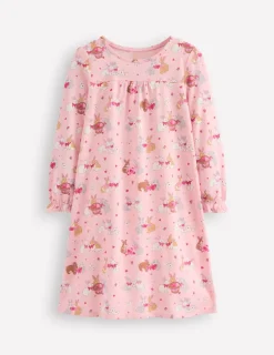 Sleepwear & Pajamas-Boden Printed Long-Sleeved Nightie-Chalk Pink Love Bunnies ChalkPinkLoveBunnies