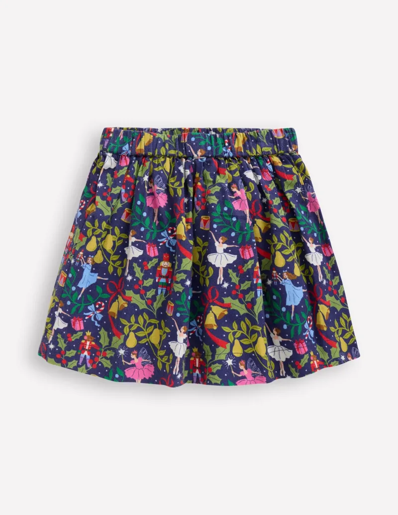Skirts & Skorts-Boden Printed Pull-On Twirly Skirt-Starboard Blue Nutcracker StarboardBlueNutcracker