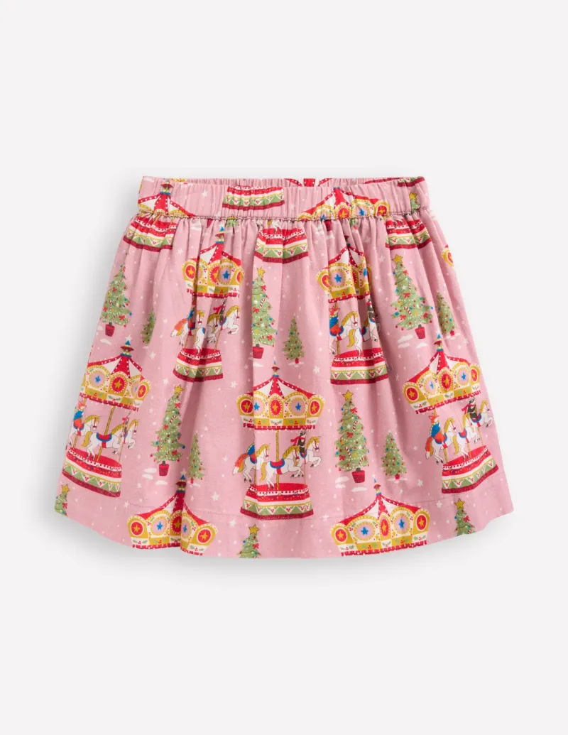 Skirts & Skorts-Boden Printed Pull-On Twirly Skirt-Vintage Pink Carousel VintagePinkCarousel