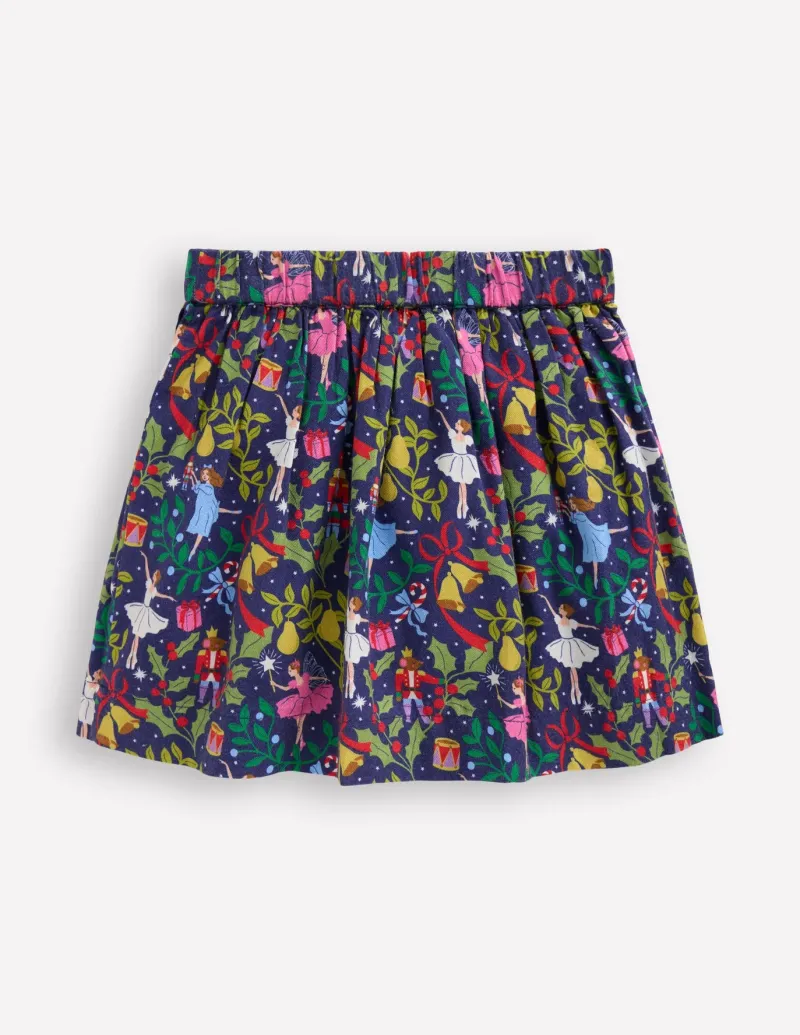 Skirts & Skorts-Boden Printed Pull-On Twirly Skirt-Starboard Blue Nutcracker StarboardBlueNutcracker