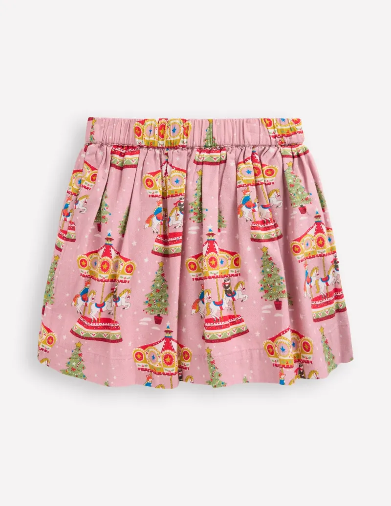 Skirts & Skorts-Boden Printed Pull-On Twirly Skirt-Vintage Pink Carousel VintagePinkCarousel