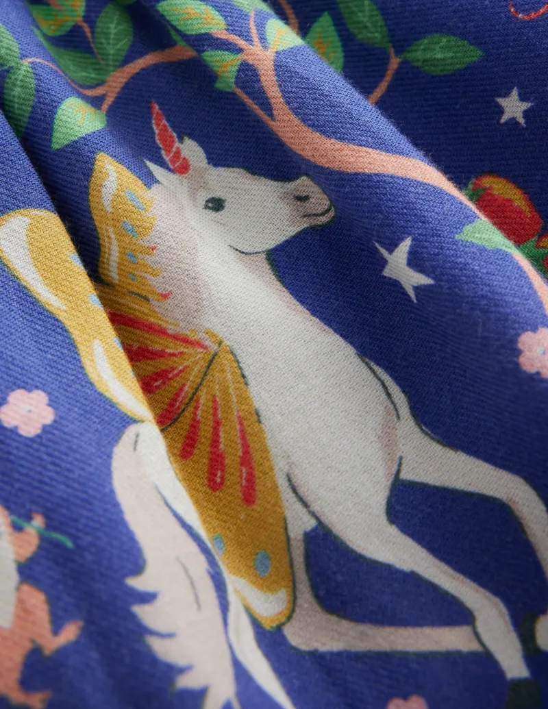 Skirts & Skorts-Boden Printed Pull-On Twirly Skirt-Blue Enchanted Unicorn BlueEnchantedUnicorn