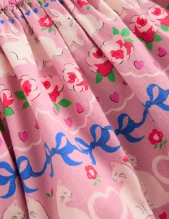 Skirts & Skorts-Boden Printed Pull-On Twirly Skirt-Pink Valentines Bunny Stripe PinkValentinesBunnyStripe