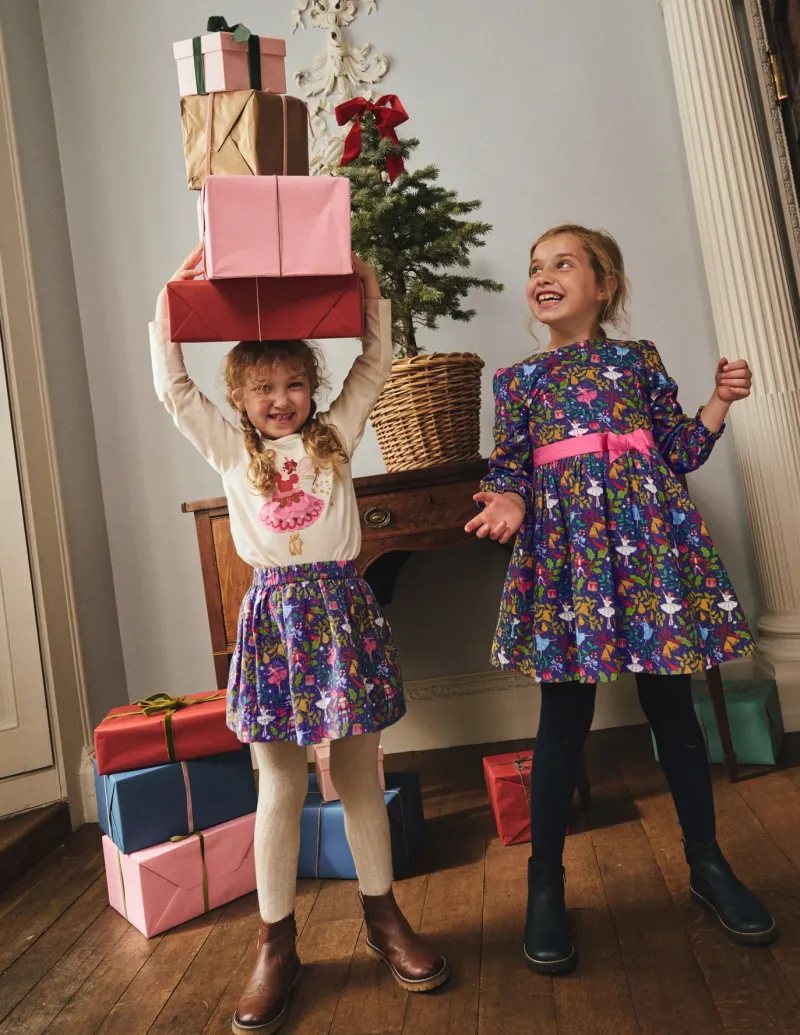 Skirts & Skorts-Boden Printed Pull-On Twirly Skirt-Starboard Blue Nutcracker StarboardBlueNutcracker