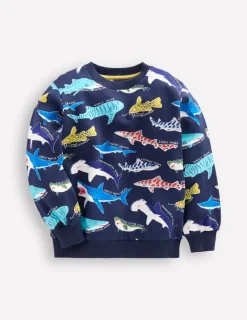 Sweatshirts & Hoodies | Tops, T-Shirts & Polos-Boden Printed Sweatshirt-College Navy Sharks CollegeNavySharks