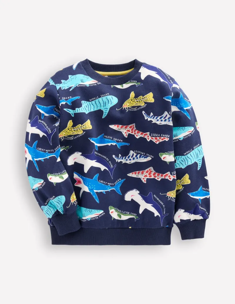 Sweatshirts & Hoodies | Tops, T-Shirts & Polos-Boden Printed Sweatshirt-College Navy Sharks CollegeNavySharks