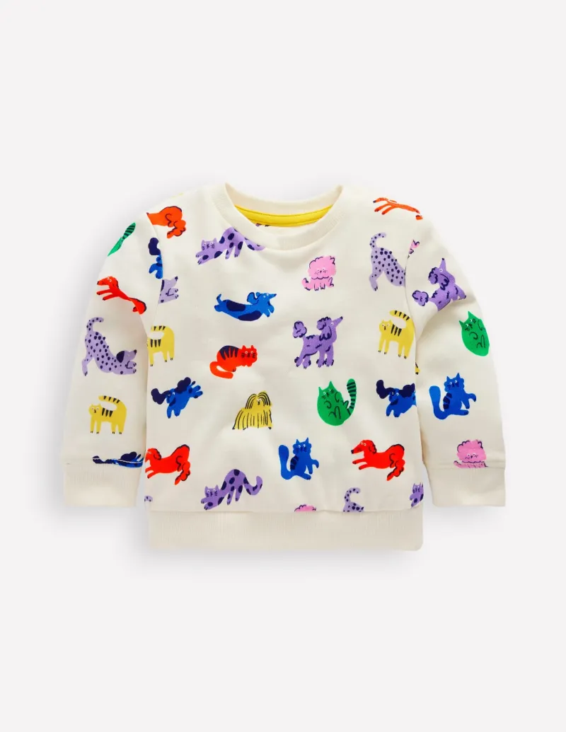 Tops & Bodysuits-Boden Printed Sweatshirt-Multi Spaced Rainbow Pets MultiSpacedRainbowPets