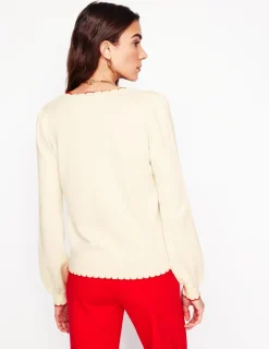 Sweaters & Cardigans-Boden Pru Scallop Trim Cardigan-Warm Ivory WarmIvory