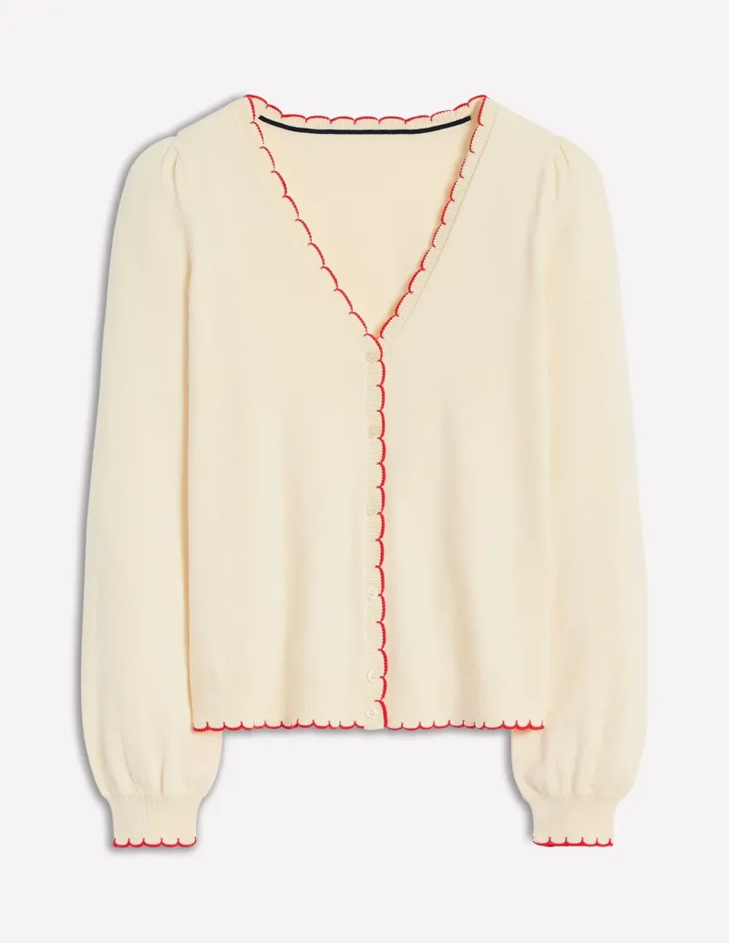 Sweaters & Cardigans-Boden Pru Scallop Trim Cardigan-Warm Ivory WarmIvory