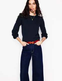 Sweaters & Cardigans-Boden Pru Scallop Trim Sweater- Navy