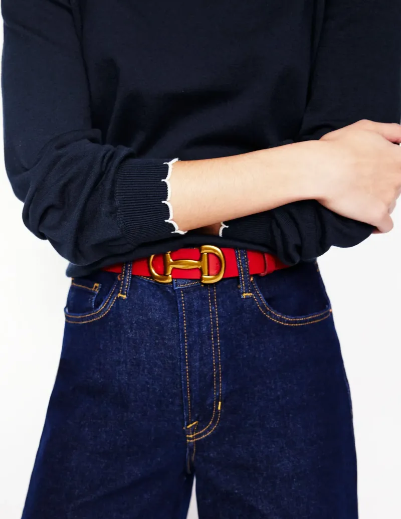 Sweaters & Cardigans-Boden Pru Scallop Trim Sweater- Navy