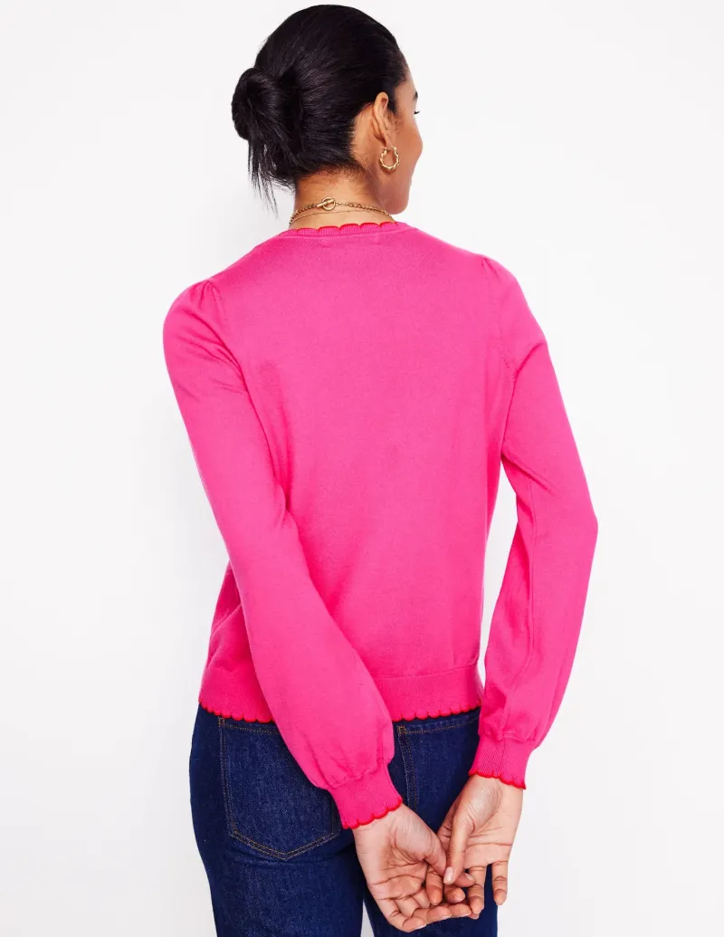 Sweaters & Cardigans-Boden Pru Scallop Trim Sweater-Pink Peony PinkPeony