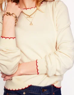 Sweaters & Cardigans-Boden Pru Scallop Trim Sweater-Warm Ivory WarmIvory