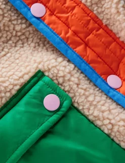 Coats & Jackets-Boden Quilted Borg Mix Jacket-Multi Colourblock MultiColourblock
