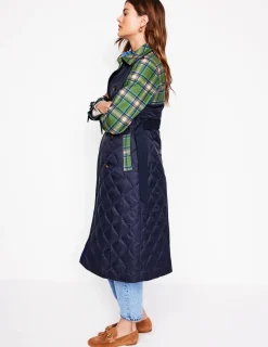 Jackets & Coats-Boden Quilted Trench Coat- Navy