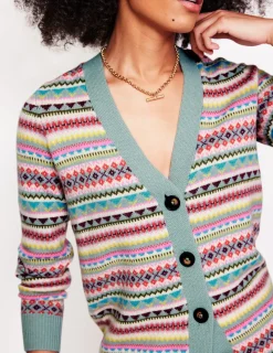 Sweaters & Cardigans-Boden Quinn Boyfriend Cardigan-Blue, Heritage Fair Isle Blue,HeritageFairIsle