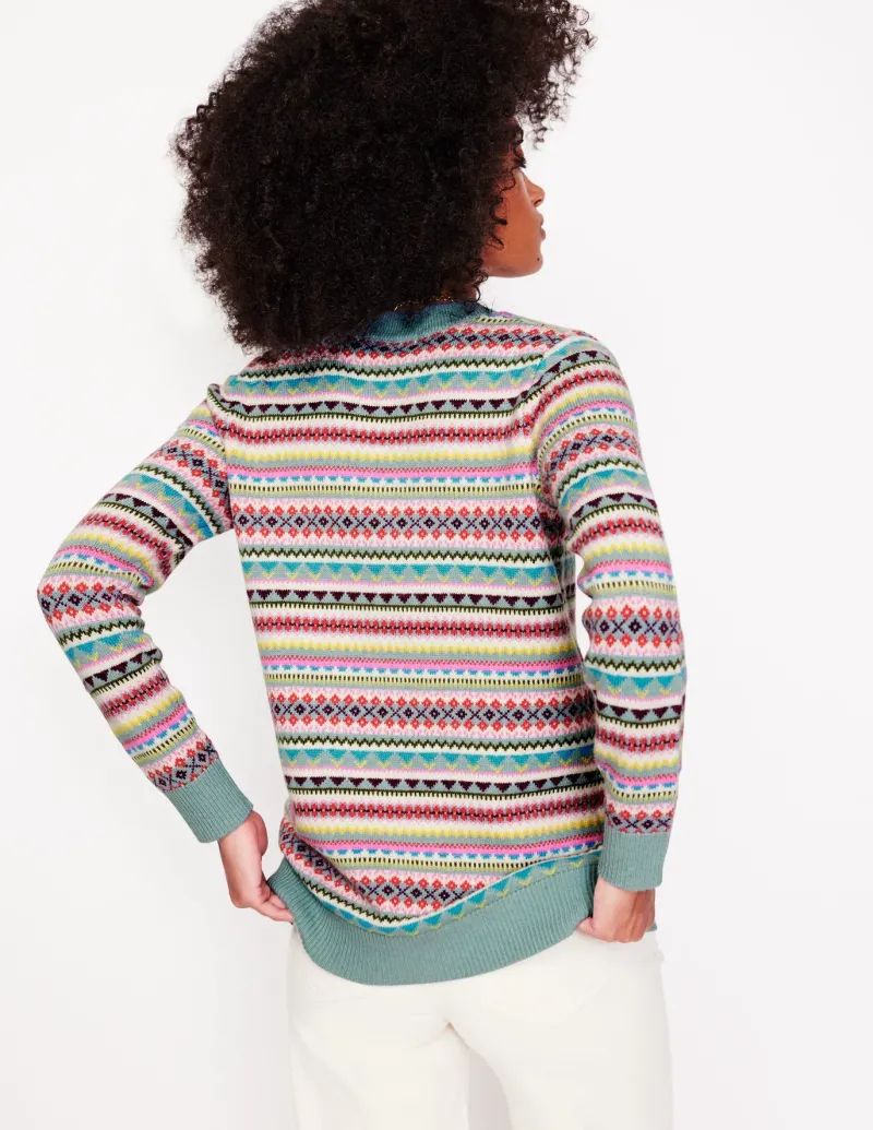 Sweaters & Cardigans-Boden Quinn Boyfriend Cardigan-Blue, Heritage Fair Isle Blue,HeritageFairIsle