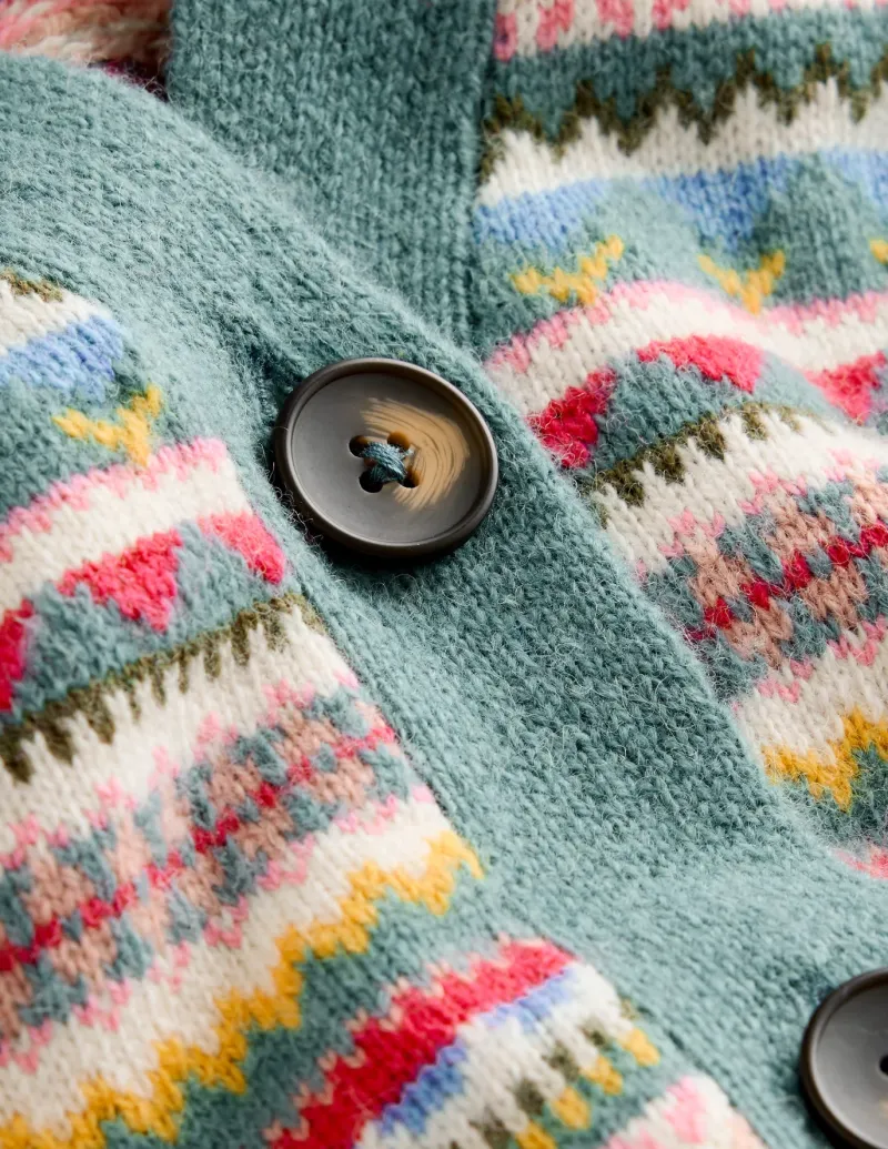 Sweaters & Cardigans-Boden Quinn Boyfriend Cardigan-Blue, Heritage Fair Isle Blue,HeritageFairIsle