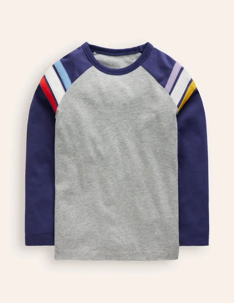 Tops, T-Shirts & Polos-Boden Raglan T-Shirt-Grey Marl/ Starboard Blue GreyMarl/StarboardBlue