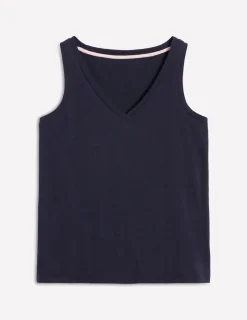 Nightwear & Lougewear | T-Shirts & Tanks-Boden Regular V-Neck Slub Tank- Navy