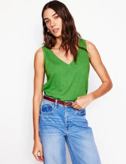 Nightwear & Lougewear | T-Shirts & Tanks-Boden Regular V-Neck Slub Tank-Paradise Green ParadiseGreen