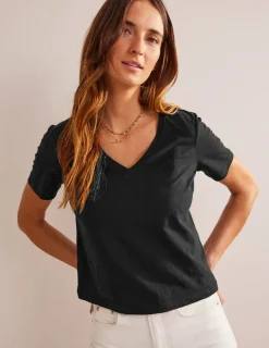 Tops & Blouses | T-Shirts & Tanks-Boden Regular V-Neck Slub T-shirt- Black