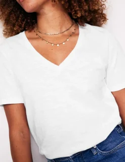 Tops & Blouses | T-Shirts & Tanks-Boden Regular V-Neck Slub T-shirt- White