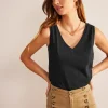 Nightwear & Lougewear | T-Shirts & Tanks-Boden Regular V-neck Slub Vest- Black