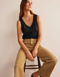 Nightwear & Lougewear | T-Shirts & Tanks-Boden Regular V-neck Slub Vest- Black