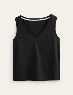 Nightwear & Lougewear | T-Shirts & Tanks-Boden Regular V-neck Slub Vest- Black