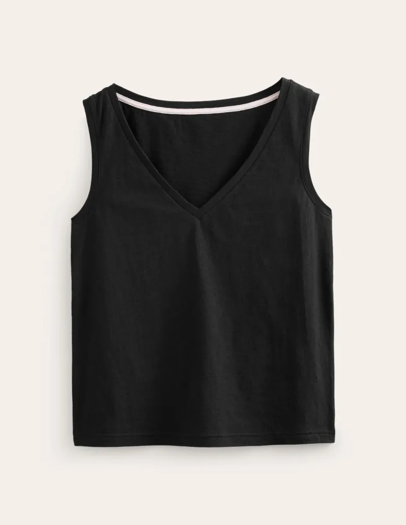 Nightwear & Lougewear | T-Shirts & Tanks-Boden Regular V-neck Slub Vest- Black