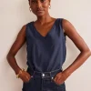 Nightwear & Lougewear | T-Shirts & Tanks-Boden Regular V-neck Slub Vest- Navy