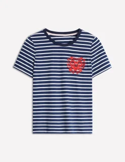 Nightwear & Lougewear | T-Shirts & Tanks-Boden Relaxed Novelty T-Shirt-French Navy, Hearts FrenchNavy,Hearts