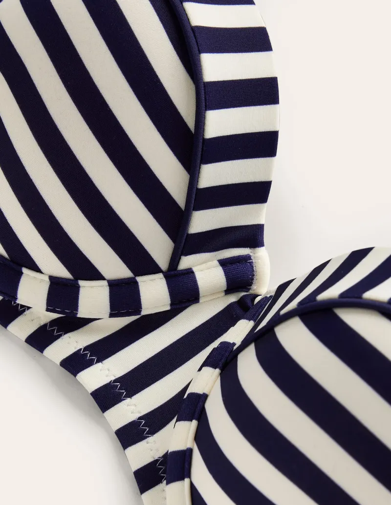 Swimwear-Boden Rhodes Cup-Size Bikini Top-Navy, Ivory Stripe Navy,IvoryStripe
