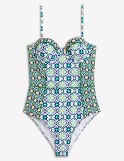 Swimwear-Boden Rhodes Cup-Size Swimsuit-Multi, Floweret Tile Multi,FloweretTile