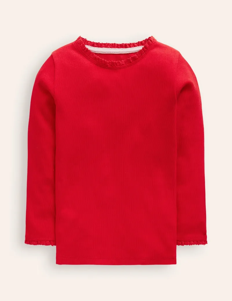 Tops & T-Shirts-Boden Ribbed Long Sleeve T-Shirt-Cherry Jam/Soft Ivory Stripe CherryJam/SoftIvoryStripe