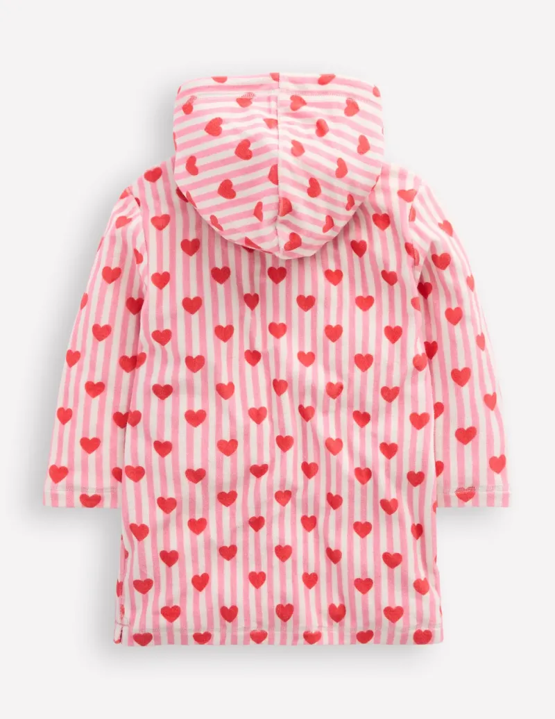 Swimwear & Beachwear-Boden Romie Towelling Zip Throw-On-Bubblegum Pink Heart Stripe BubblegumPinkHeartStripe