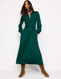 Petite Dresses | Midi-Boden Rowena Trim Jersey Shirt Dress- Glade