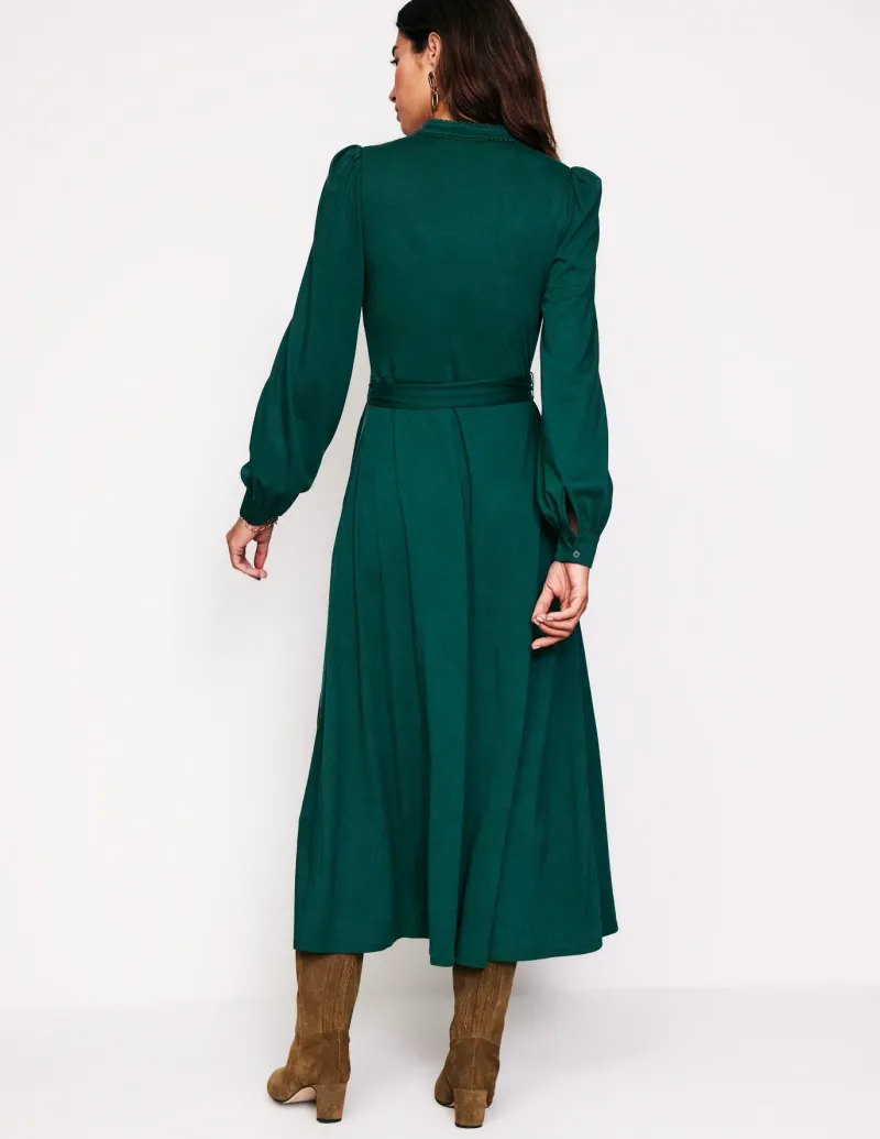 Petite Dresses | Midi-Boden Rowena Trim Jersey Shirt Dress- Glade