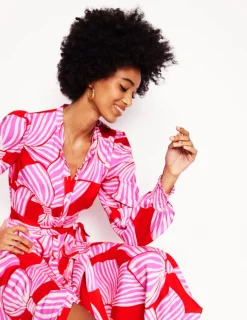 Dresses & Jumpsuits | Midi-Boden Ruby Collarless Shirt Dress-Rouge, Bow Scatter Rouge,BowScatter