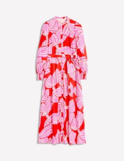Dresses & Jumpsuits | Midi-Boden Ruby Collarless Shirt Dress-Rouge, Bow Scatter Rouge,BowScatter
